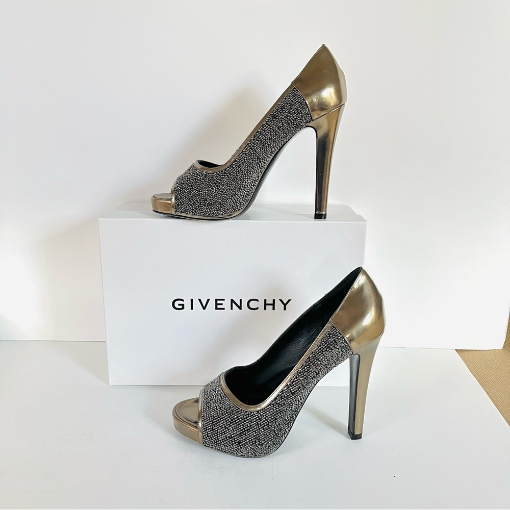 Givenchy metallic green gold gray  heels  size 37.5